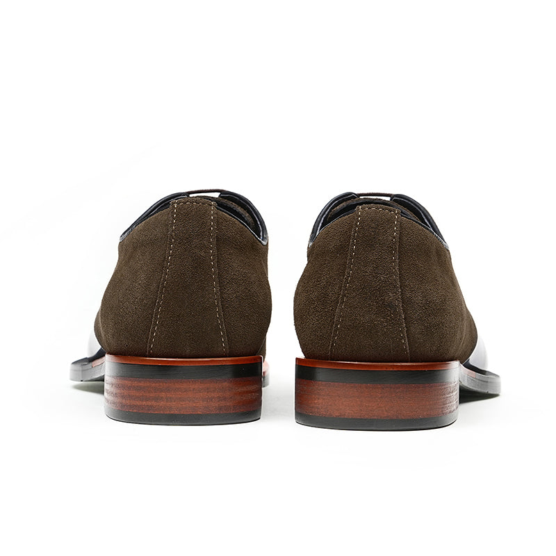 Men's Oxford Shoes - Glossy & Suede Leather Blend
