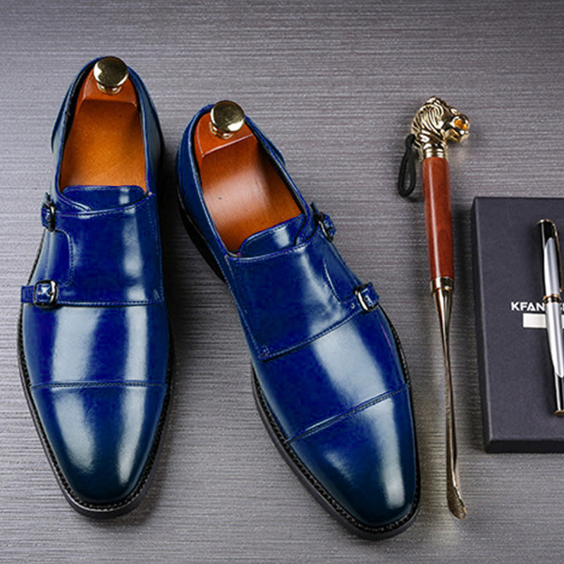 Men's Formal Monk Strap Dress Shoes with Dual Metal Buckles