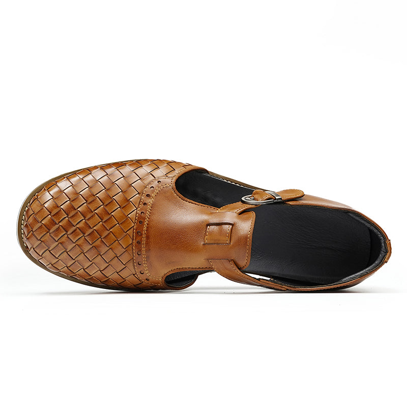 Men’s Woven Leather Buckle Sandals