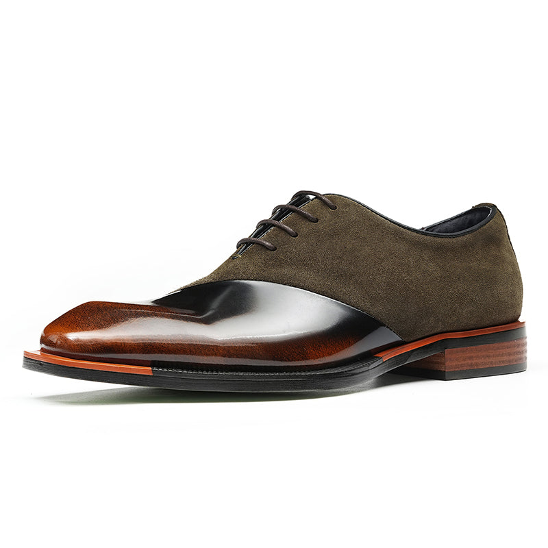 Men's Oxford Shoes - Glossy & Suede Leather Blend
