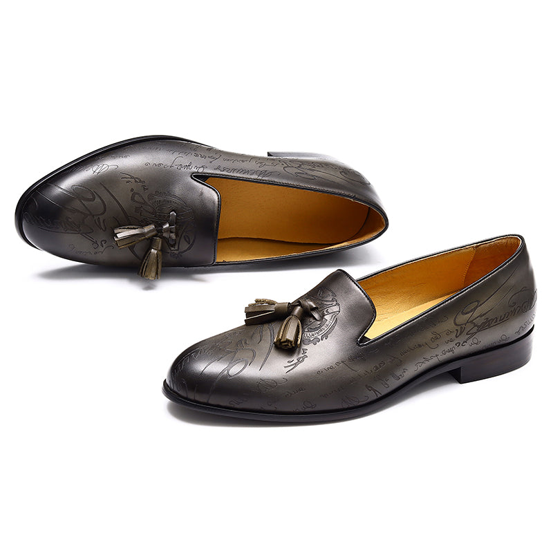 Men's Tassel Loafers - Embossed Design