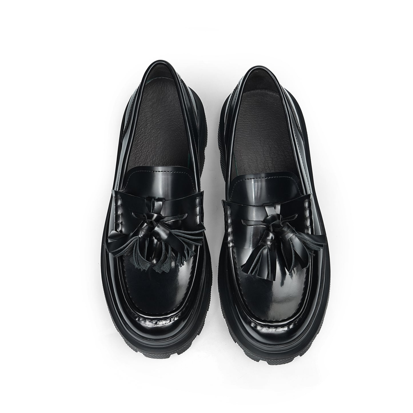 Men's Elevated Tassel Loafers: Architectural Sole & Dynamic Fringe Detailing