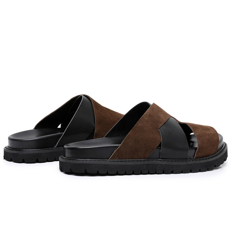 Men's Artisan Sliders: Cross-Strap Architecture & Effortless Comfort