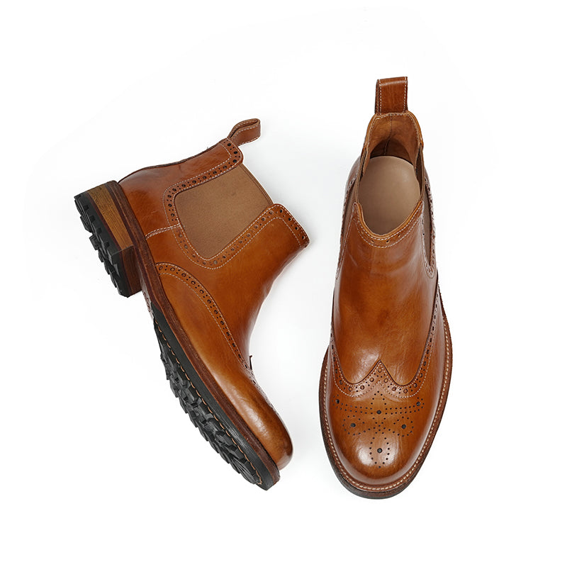 Men's Brogue Chelsea Boots: Horween Leather & Goodyear Welted