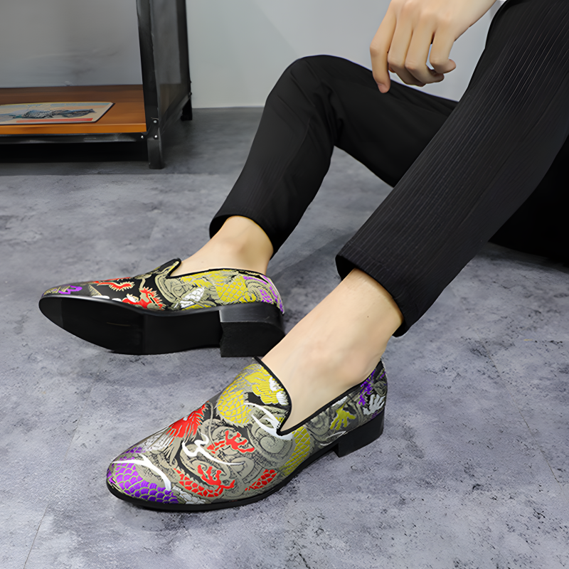 Men's Loafers Elegant Embroidered Jacquard