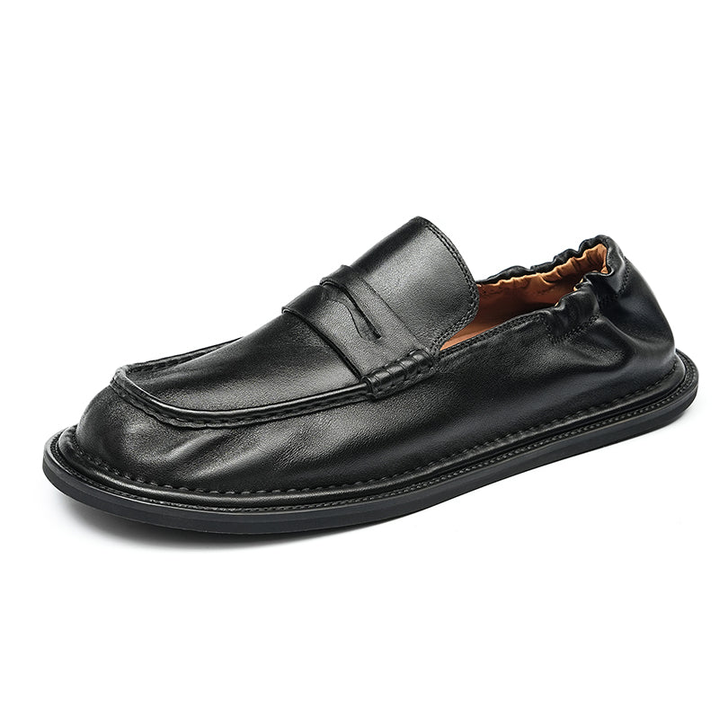 Men's Loafers - Double-Stitched Straps & Flex Heel Comfort