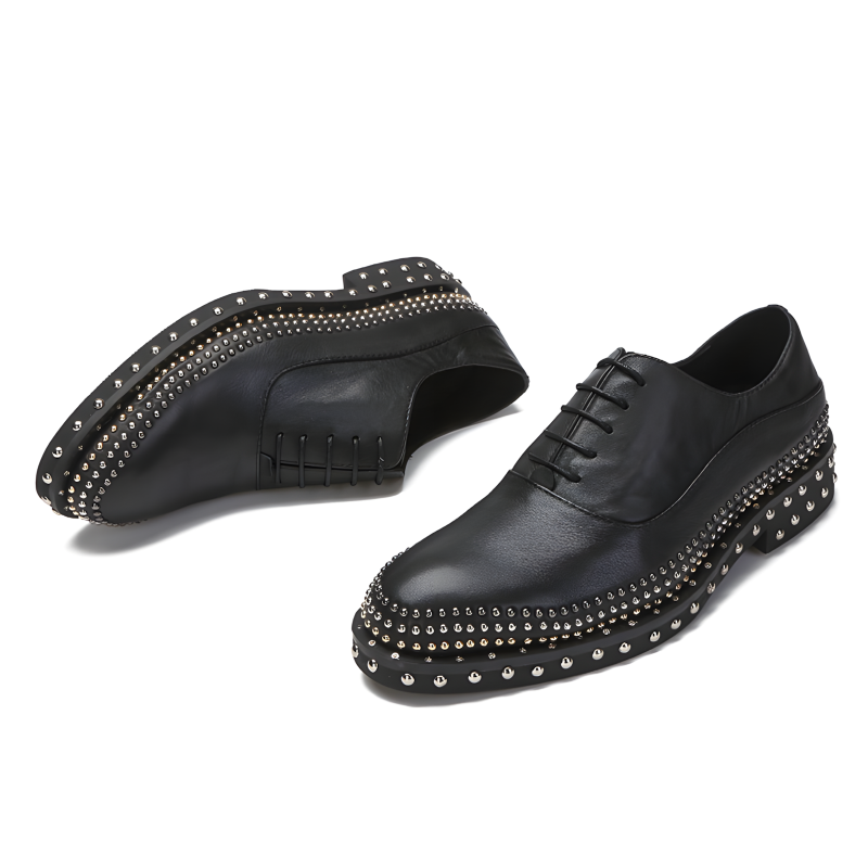 Men's Oxford Shoes Patent Leather Studded Rock-Style