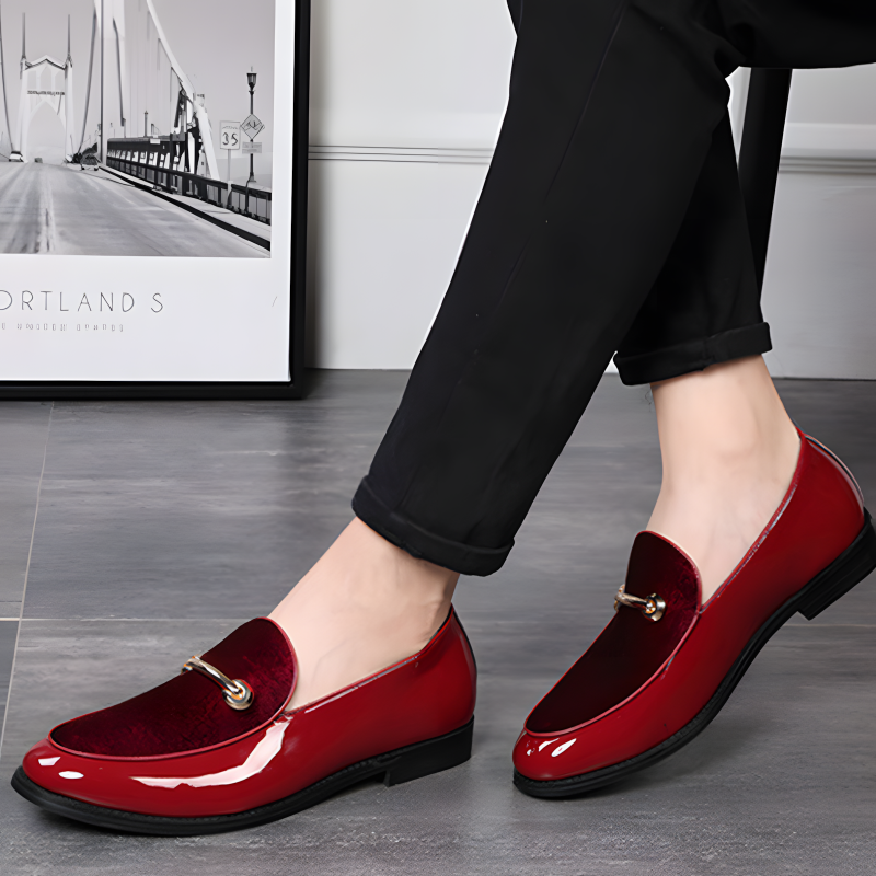 Men’s Patent Leather & Velvet Horsebit Loafers