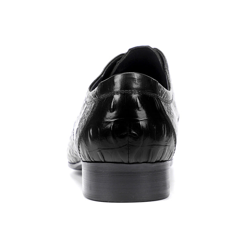 Men's Derby Crocodile-Textured Leather Shoes
