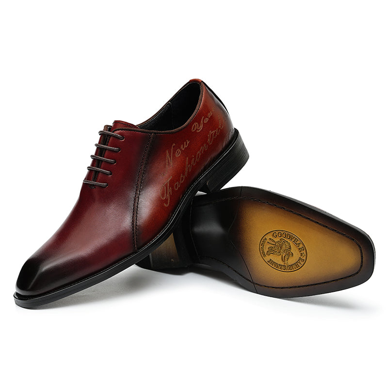Men's Oxford Shoes Letter-Embossed Dress Shoes