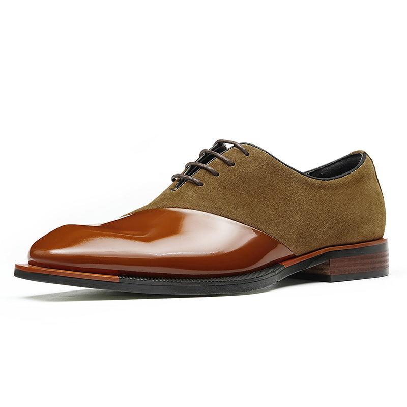 Men's Oxford Shoes - Glossy & Suede Leather Blend