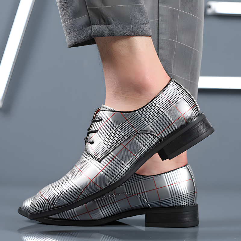 Men’s Derby Plaid Dress Shoes
