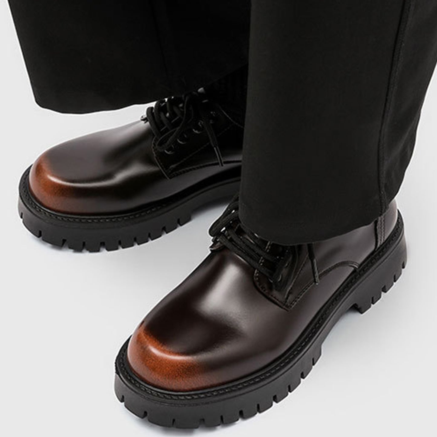 Men's Derby Shoes with Bold Tread Sole & Stitch Detailing