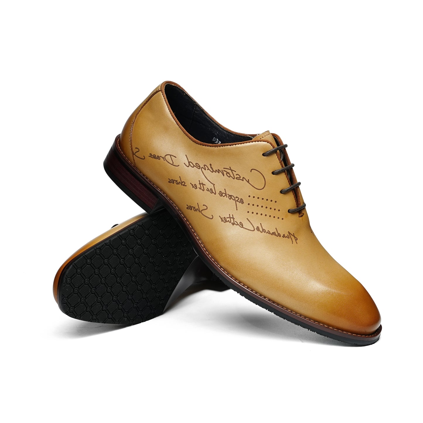 Artisan Script Men's Oxford Shoes: Hand-Painted Elegance & Custom Character