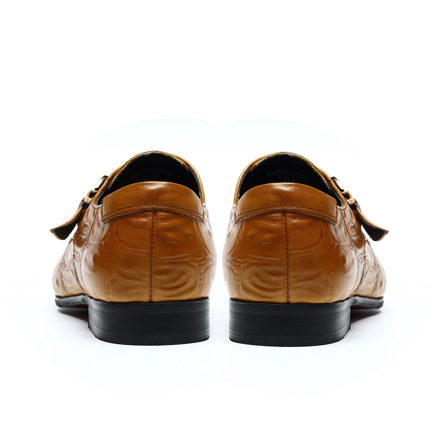 Men's Crocodile-Embossed Monk Strap Shoes Sharp Toe