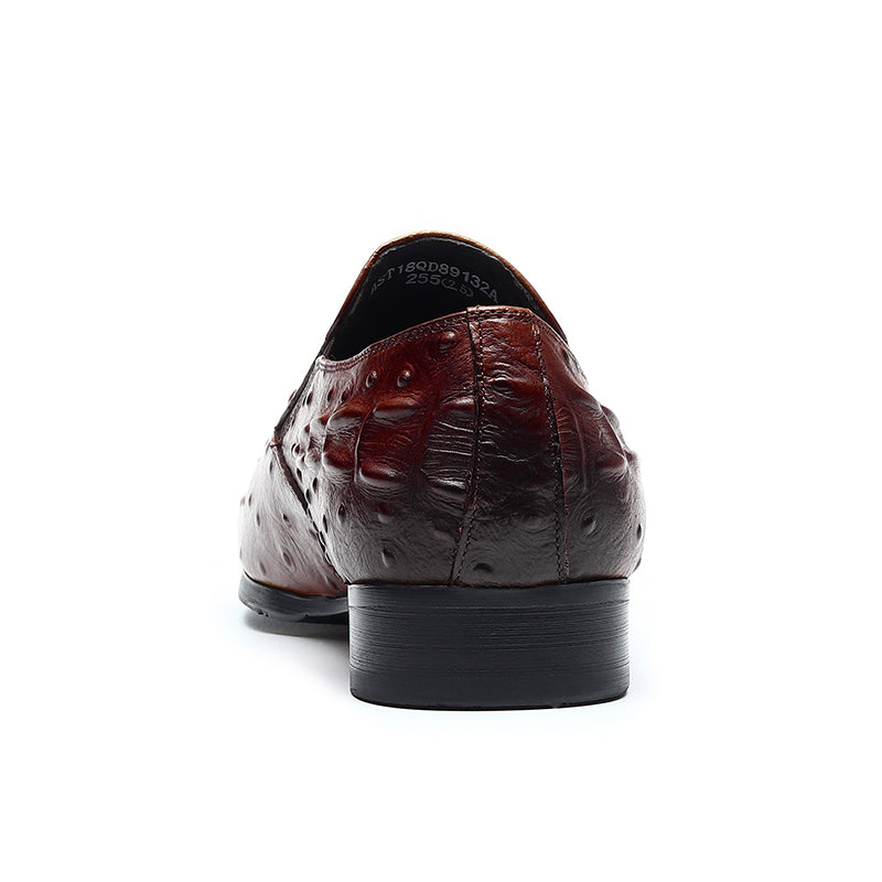Men’s Ostrich-Patterned Leather Loafers