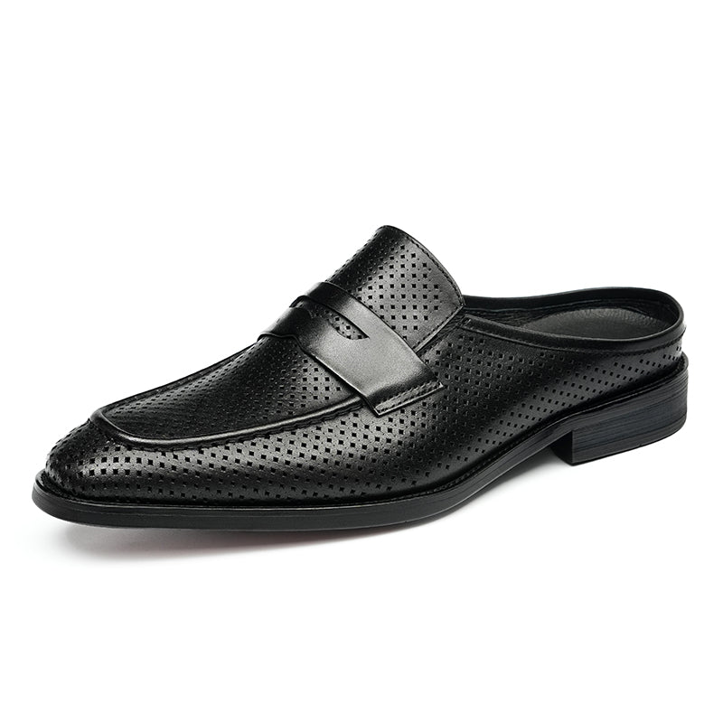 Men’s Backless Loafers with Perforated Design