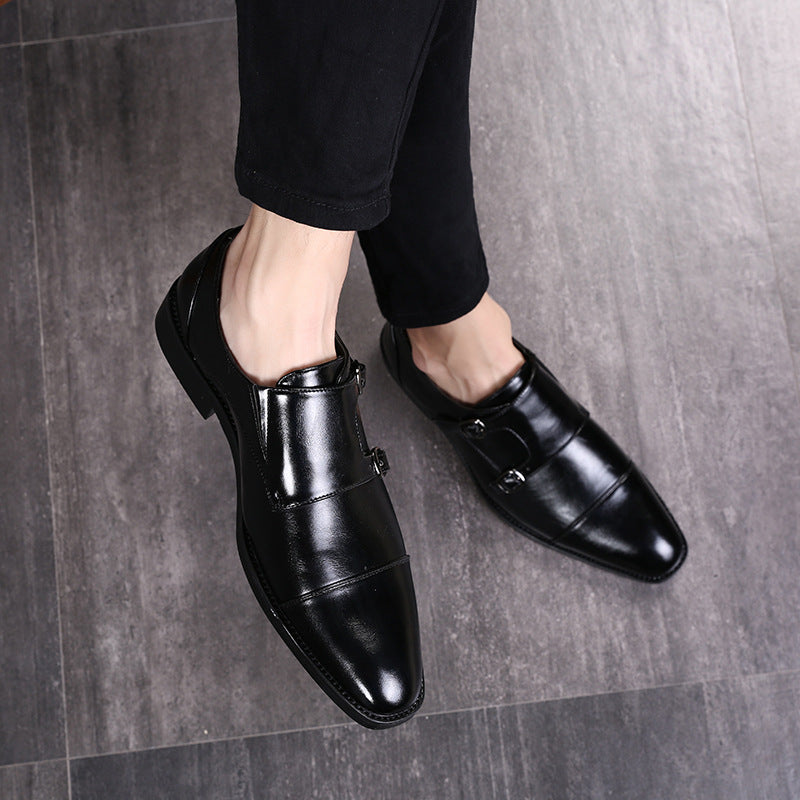 Men's Formal Monk Strap Dress Shoes with Dual Metal Buckles