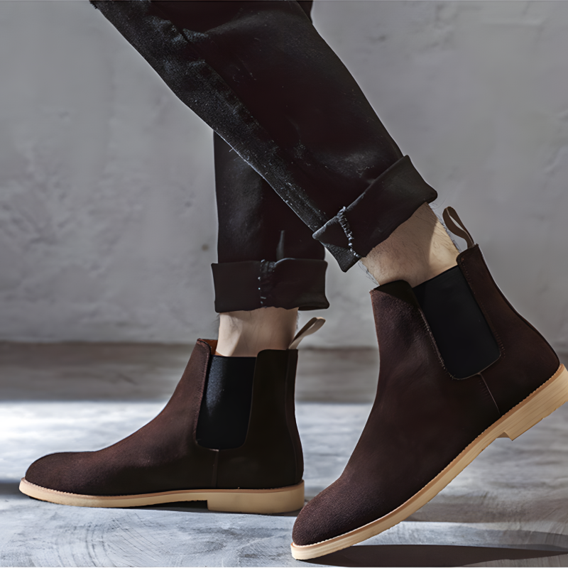 Men's Classic Suede Chelsea Boots with Crepe Sole