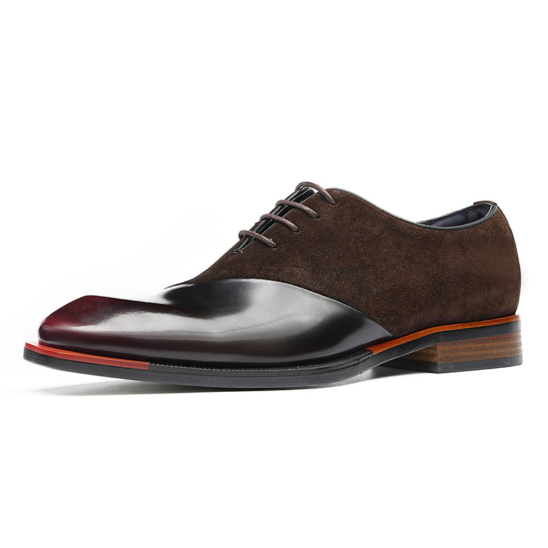 Men's Oxford Shoes - Glossy & Suede Leather Blend