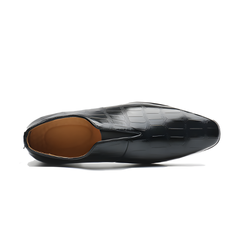 Men's Crocodile-Embossed Leather Loafers Elegant Slip-On Dress Shoes