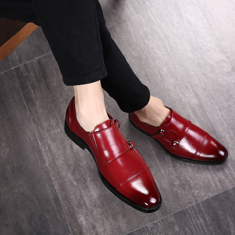 Men's Formal Monk Strap Dress Shoes with Dual Metal Buckles