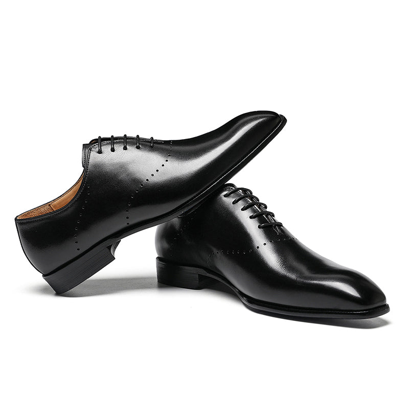 Men's Classic Oxford Shoes - Polished Leather & Precision Perforations