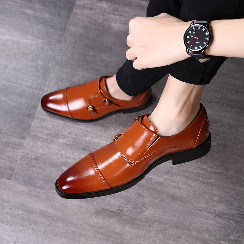 Men's Formal Monk Strap Dress Shoes with Dual Metal Buckles