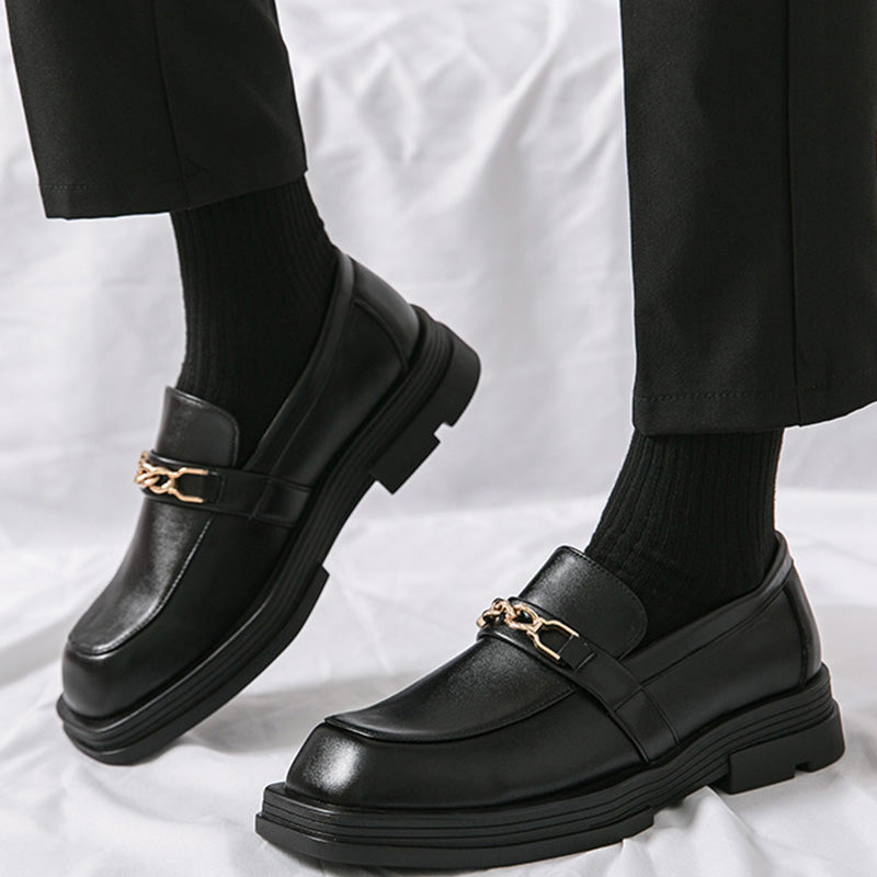 Urban Sculpture Men's Loafers: Architectural Square-Toe & Sculptural Hardware