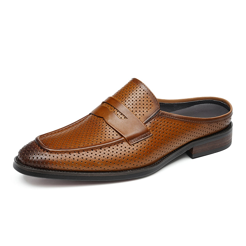 Men’s Backless Loafers with Perforated Design
