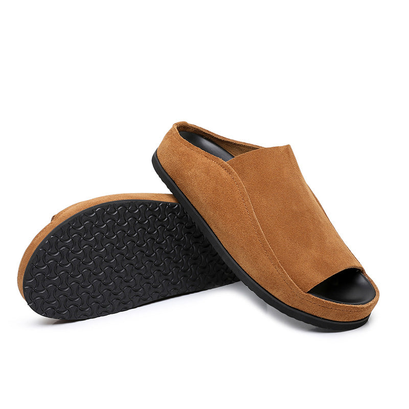 Architectural Open-Toe Slippers: Plush Comfort & Contrast Sole Design