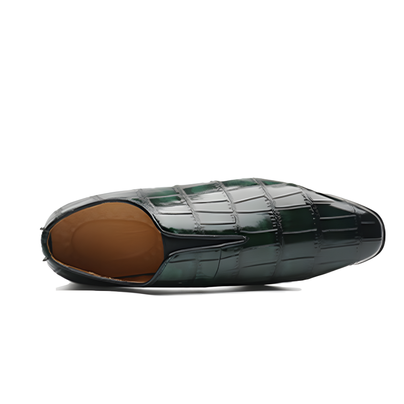 Men's Crocodile-Embossed Leather Loafers Elegant Slip-On Dress Shoes