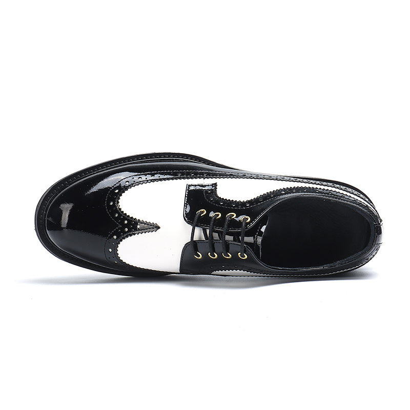 Men's Two-Tone Brogue Derby Shoes Contrast Leather
