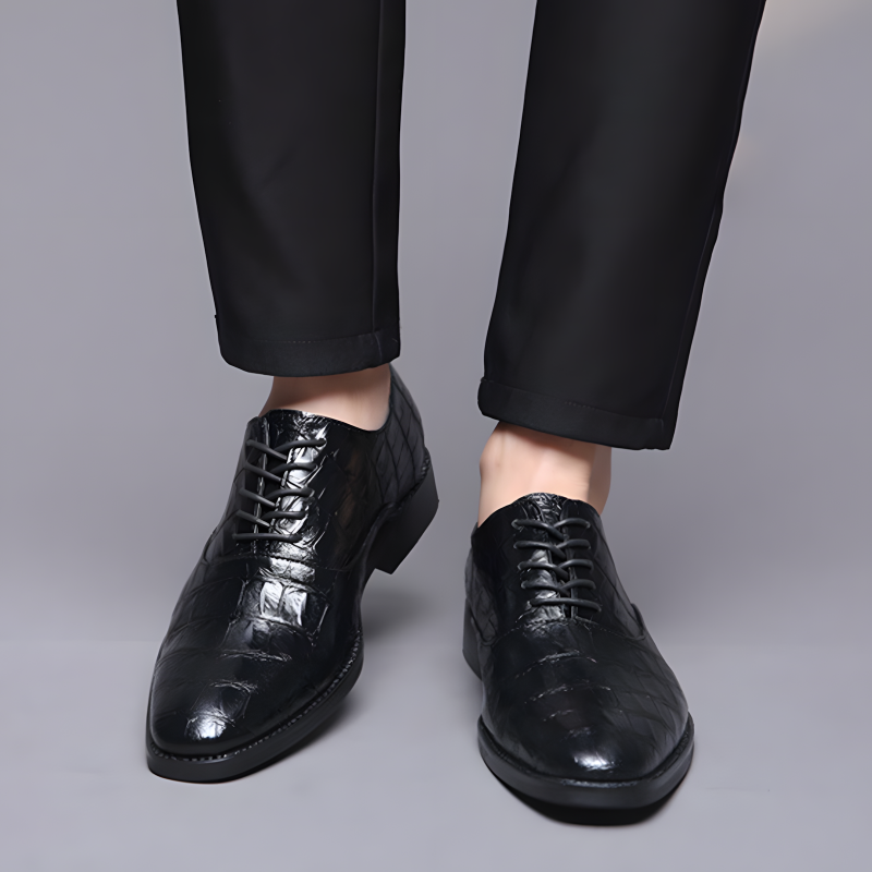 Men's Formal Oxfords Crocodile-Textured Leather Dress Shoes