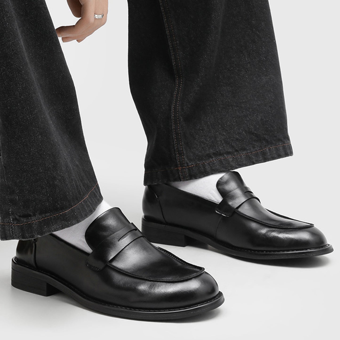Slip-On Men's Loafers with a Defining Strap Detail
