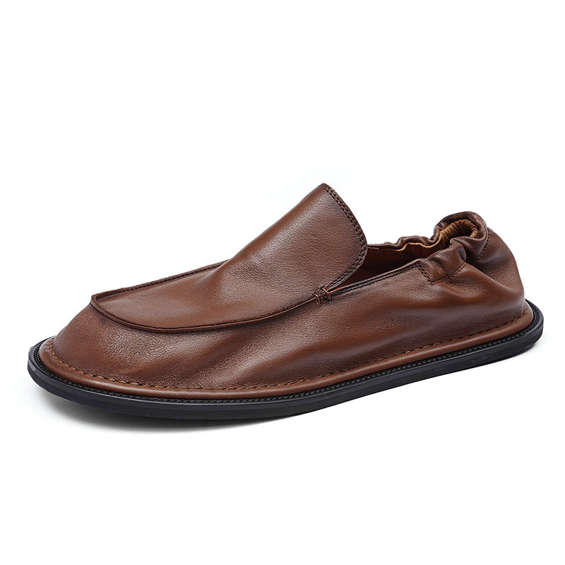 Men's Slip-On Loafers - Elastic Collar & Traction Sole