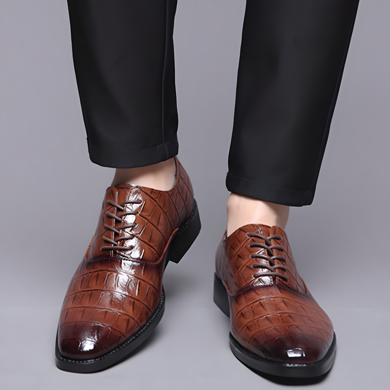 Men's Formal Oxfords Crocodile-Textured Leather Dress Shoes