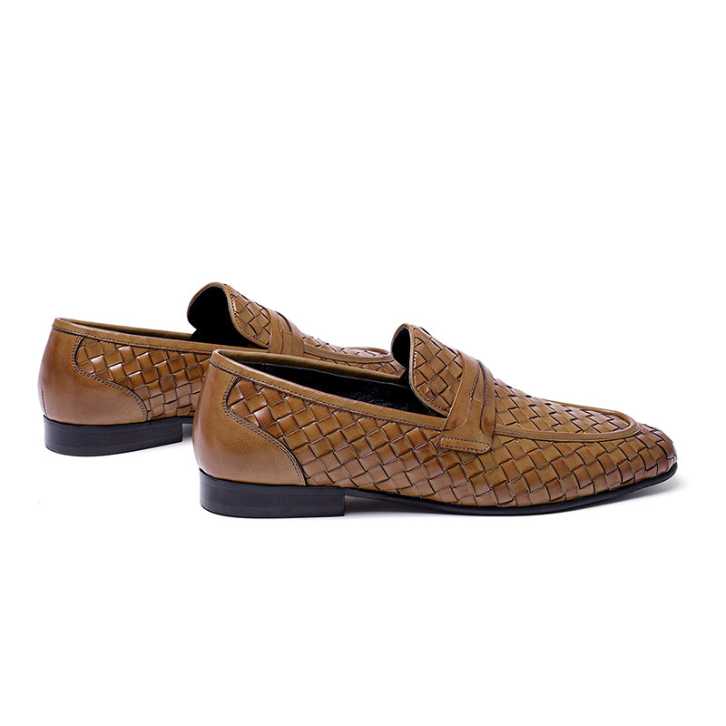 Men's Woven Leather Loafers