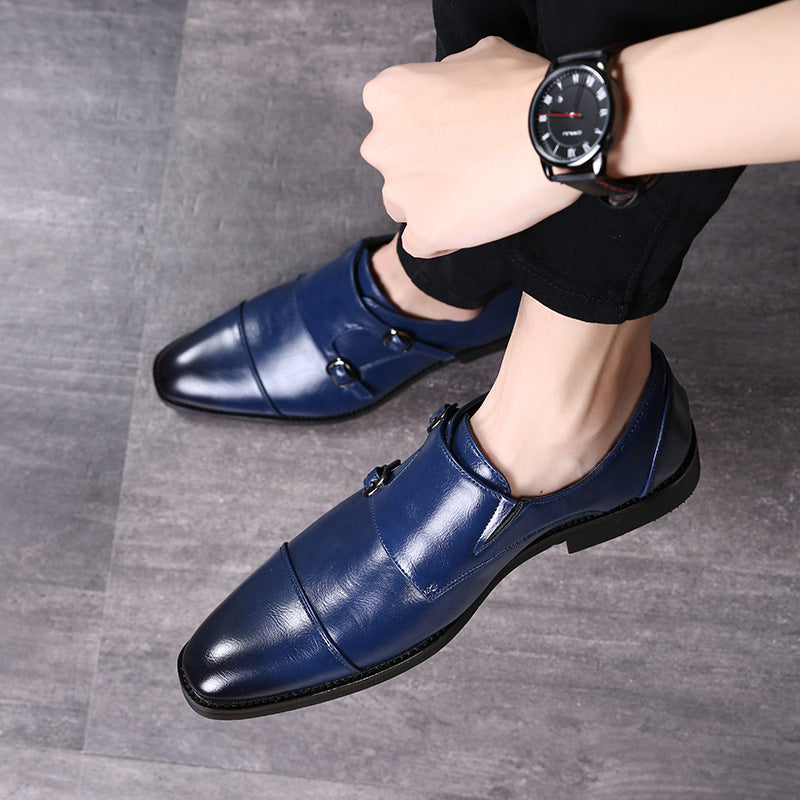 Men's Formal Monk Strap Dress Shoes with Dual Metal Buckles