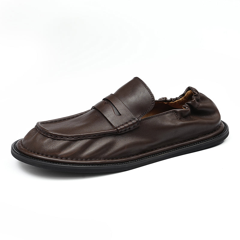 Men's Loafers - Double-Stitched Straps & Flex Heel Comfort