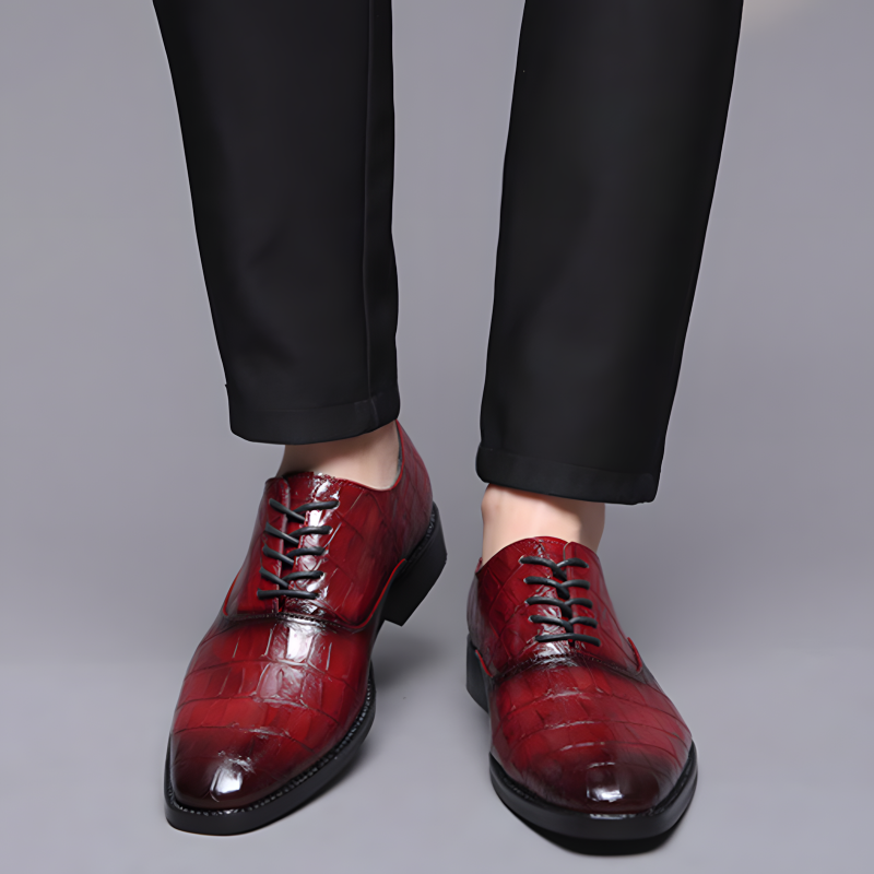 Men's Formal Oxfords Crocodile-Textured Leather Dress Shoes