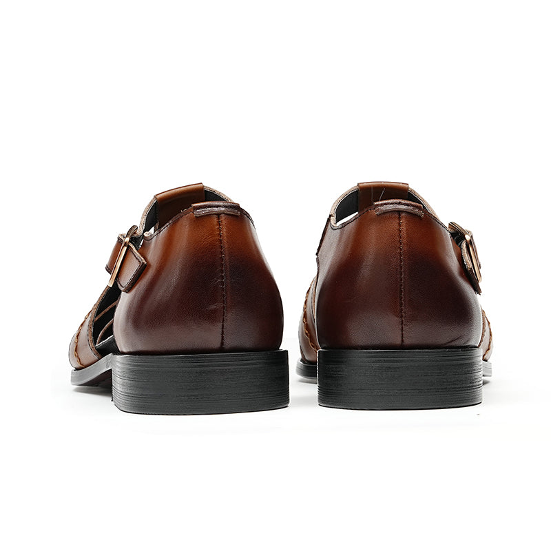 Men’s Hand-Stitched Cutout Leather Sandals