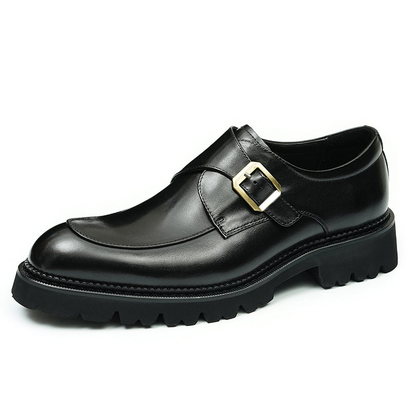 Men's Single-Buckle Monk Shoes Thick Grip Sole & Premium Leather