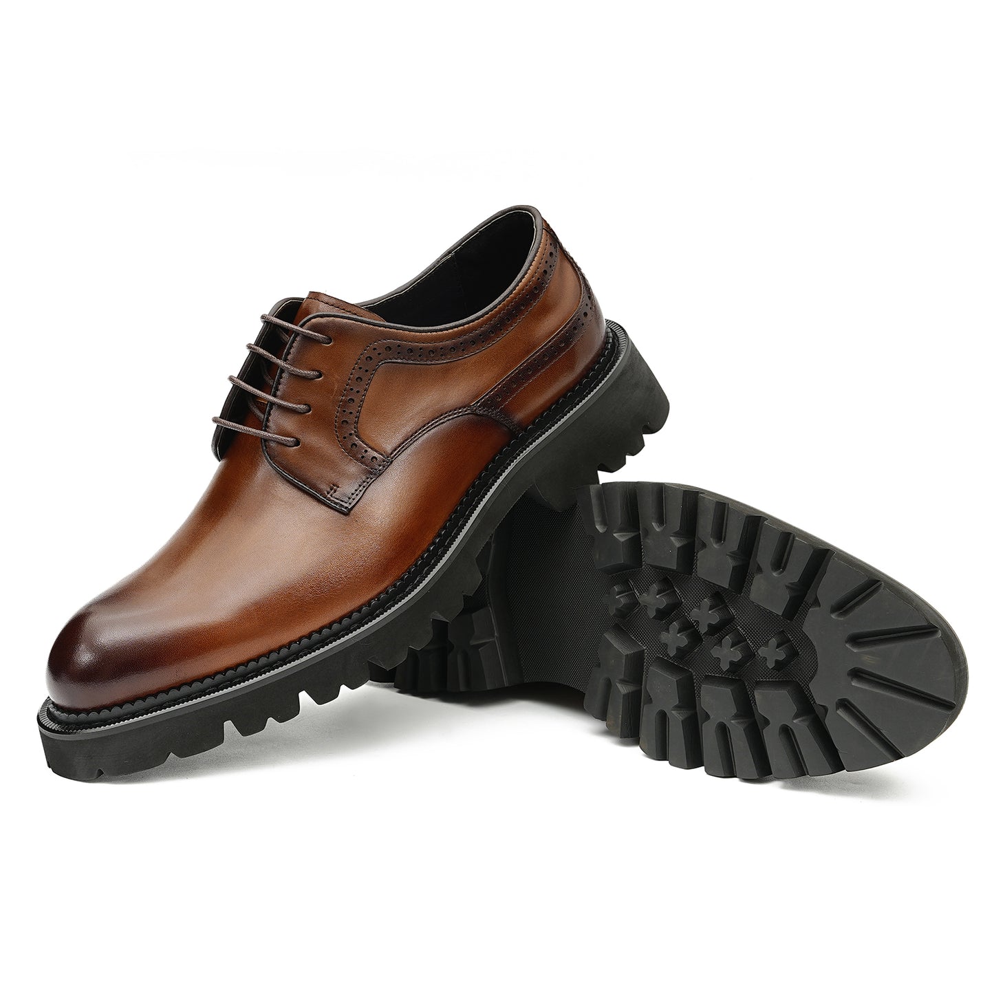 Men's Classic Derby Shoes - Breathable Leather & Rugged Traction