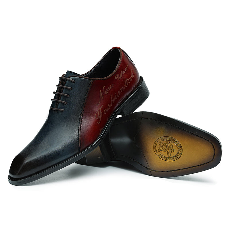 Men's Oxford Shoes Letter-Embossed Dress Shoes