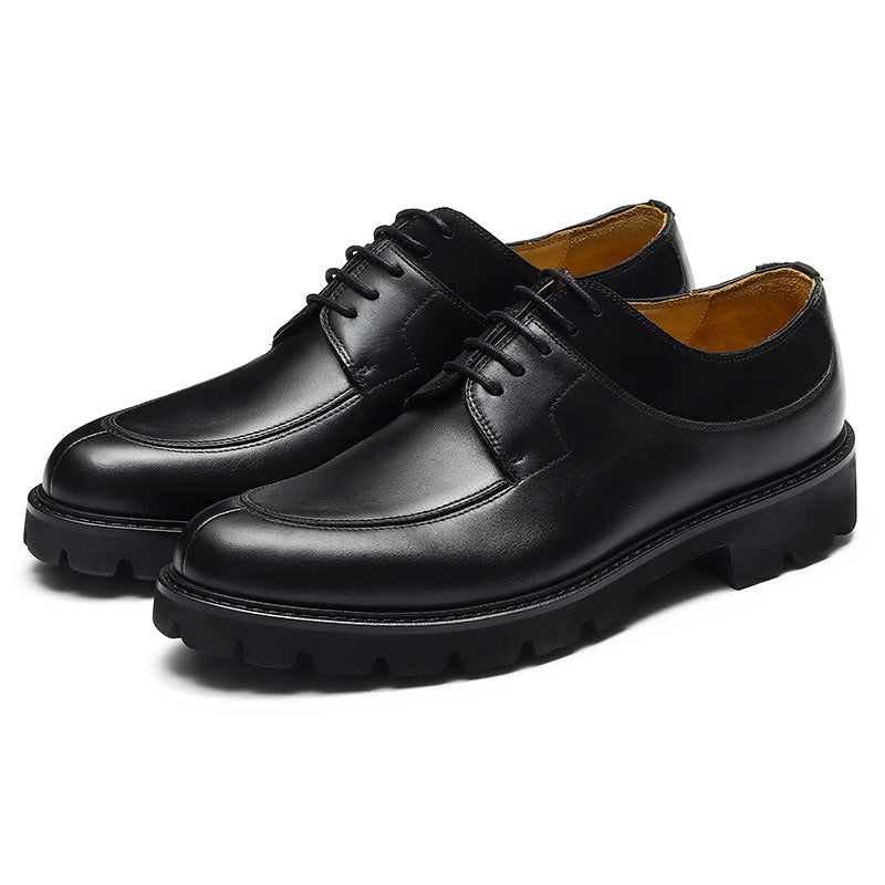 Men's Derby Shoes - Chunky Sole & Textured Leather Blend