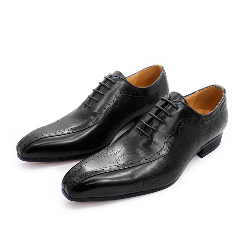 Men's Handcrafted Oxford Dress Shoes with Engraved Detailing