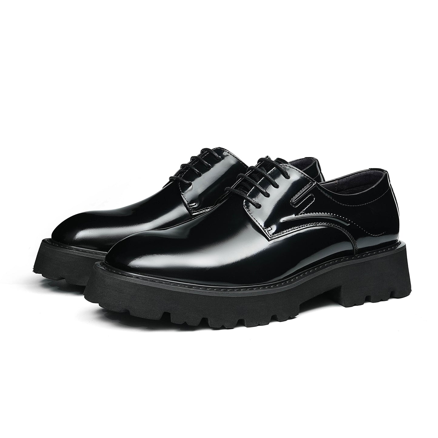 Men's Round-Toe Derby Shoes: Sculpted Sole & Timeless Craftsmanship