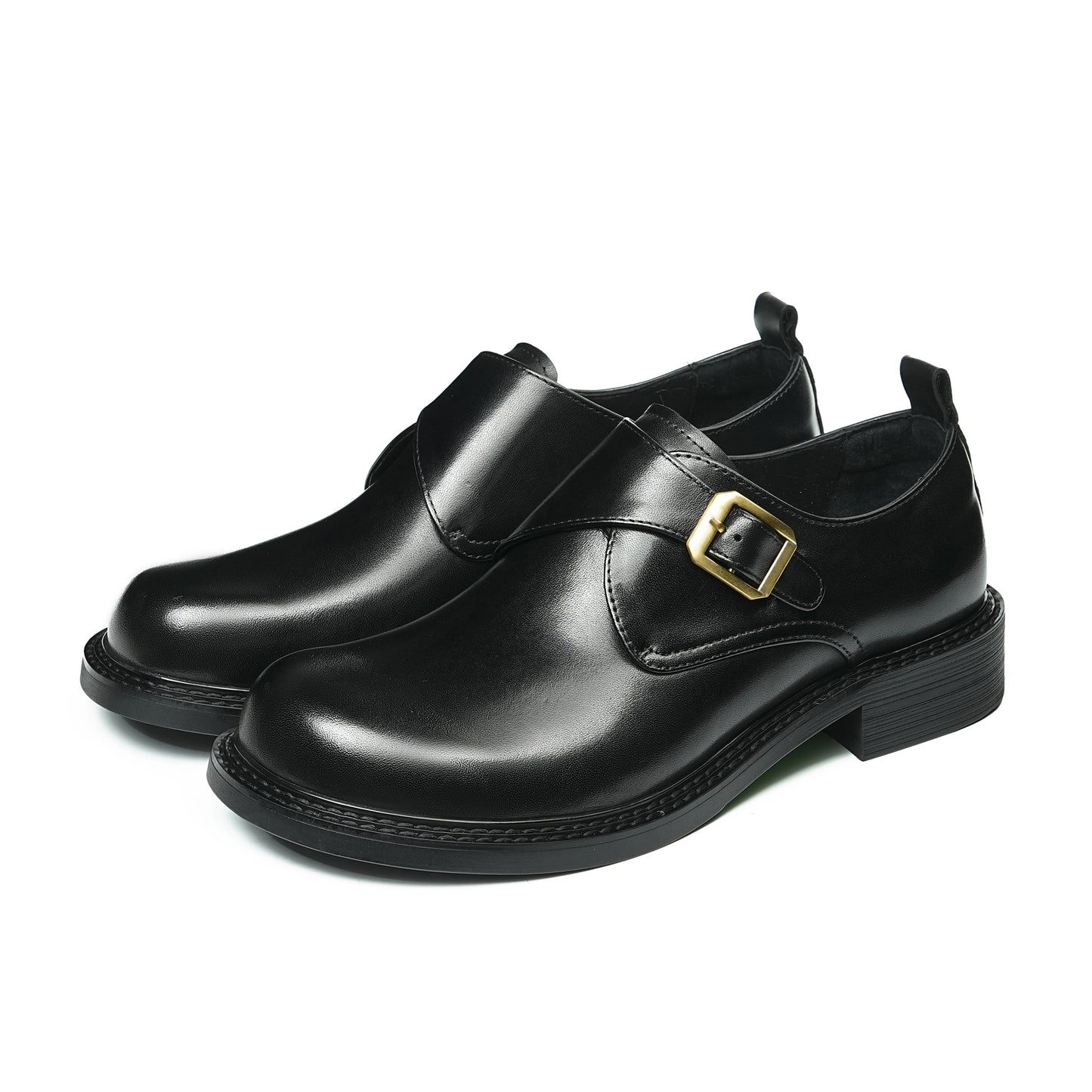 Men's Spacious Toe Monk Strap Shoes: Refined Hardware & Elevated Comfort