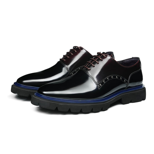 Men's Oxford Shoes: Contrast Accent & Platform Sole Design